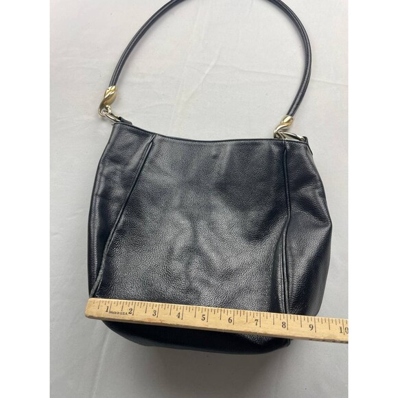 De Vecchi Hamilton Hodge Vintage Black Leather Shoulder Hobo Bag 80s Pebbled - Picture 11 of 12
